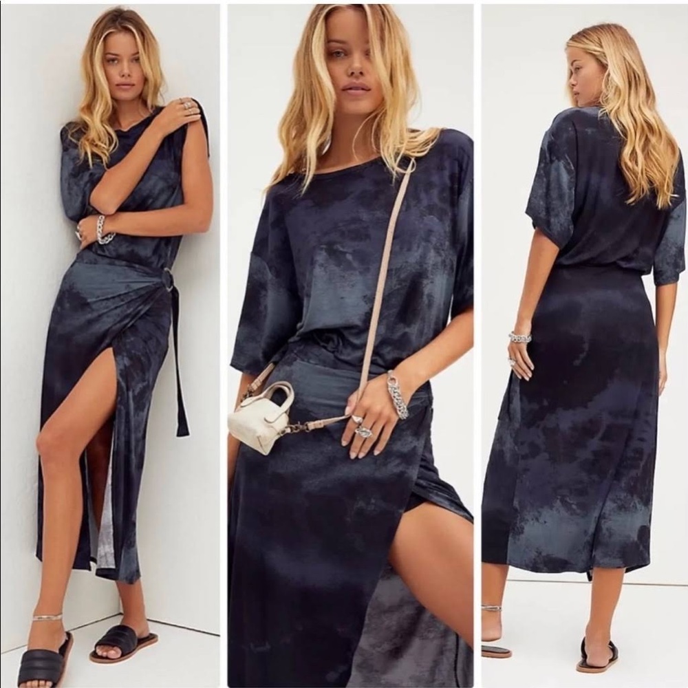Free People Navy Tie-Dye Maxi Dress